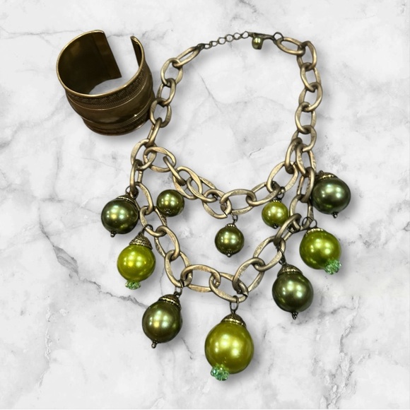 Vintage Boho Charm Necklace & Cuff Bracelet Set 🌟 - Picture 1 of 5